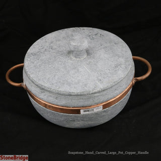 Soapstone Pot with Lid Large - 4L - 8 1/2" by 4 1/2"    from The Rock Space