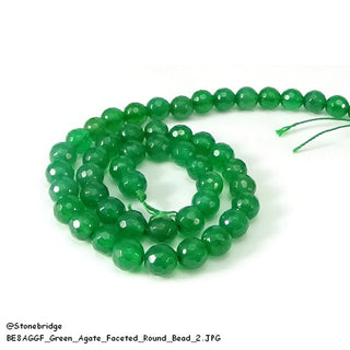 Green Agate Faceted - Round Strand 15" - 8mm from The Rock Space