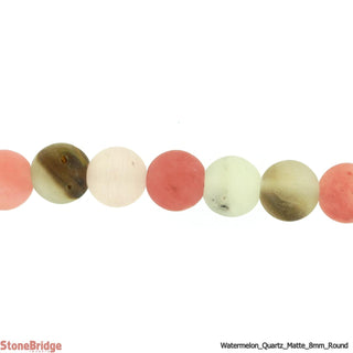 Watermelon Tourmaline Matte - Round Strand 15" - 6mm    from Stonebridge Imports