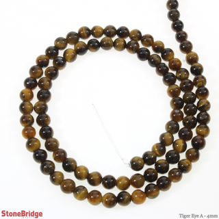 Tiger Eye A - Round Strand 15" - 4mm    from The Rock Space