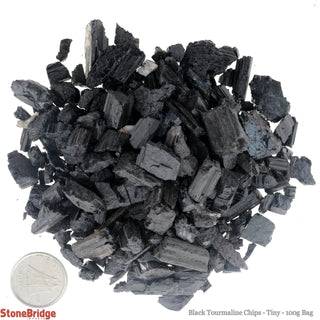 Black Tourmaline Chips - Tiny 100g Bag from The Rock Space