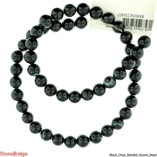 Black Onyx Banded - Round Strand 15" - 8mm from The Rock Space