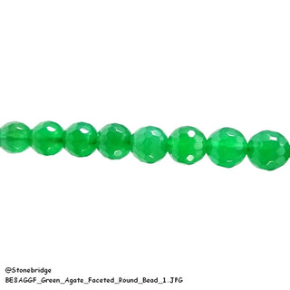 Green Agate Faceted - Round Strand 15" - 8mm from The Rock Space