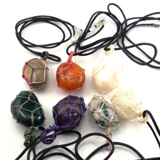 Black Cord Tumbled Wrapped Necklaces    from The Rock Space