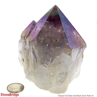 Amethyst Aura Cut Base, Polished Point Tower U#1    from The Rock Space