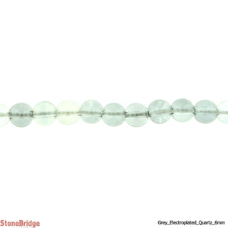 Natural Quartz Grey Electroplated - Round Strand 7" - 6mm    from The Rock Space