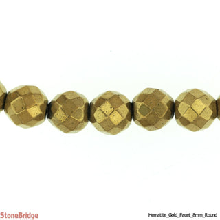 Hematite Gold Faceted - Round Strand 8mm    from The Rock Space