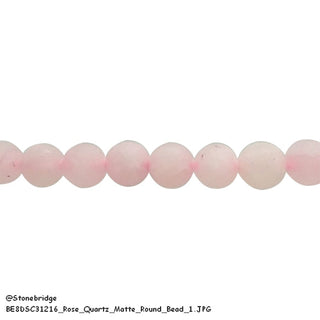 Rose Quartz Matte - Round Strand 15" - 8mm from The Rock Space