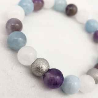 White Jade & Aquamarine & Amethyst Bracelet (Kids 4+) - 8mm from The Rock Space