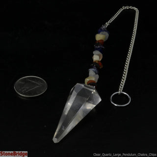 Clear Quartz W/ Chakra Chips Pendulum    from The Rock Space