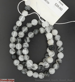 Tourmalinated Quartz - Round Strand 15" - 8mm from The Rock Space