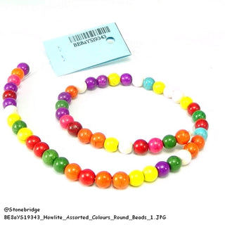 Howlite - Assorted Colours - Round Strand 15" - 8mm from The Rock Space