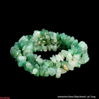 Green Aventurine Chip Strands - 3mm to 5mm    from Stonebridge Imports