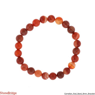 Carnelian Red Banded Round Bracelet - 8mm    from The Rock Space