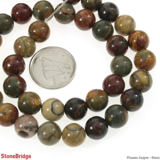 Picasso Jasper - Round Strand 15" - 8mm    from The Rock Space