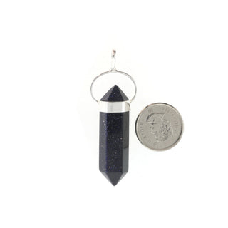 Goldstone Blue Double Terminated - 925 Silver Pendant from Stonebridge Imports
