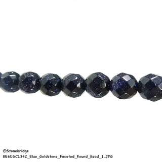 Blue Goldstone Faceted - Round Strand 15" - 4mm    from The Rock Space