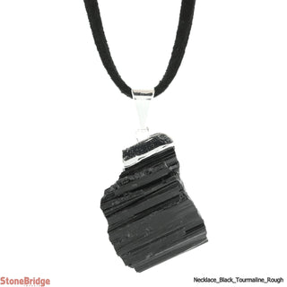 Black Tourmaline Rough Point Necklace on suede cord    from The Rock Space