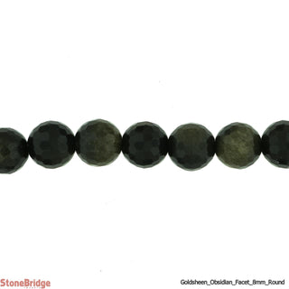 Obsidian Gold Sheen Faceted - Round Strand 15" - 8mm    from The Rock Space