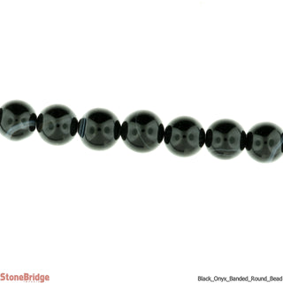 Black Onyx Banded - Round Strand 15" - 8mm    from The Rock Space