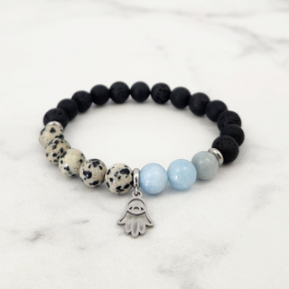 Lava Rock & Dalmatian Jasper & Aquamarine Bracelet - 8mm from The Rock Space