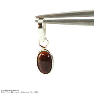 Fire Agate Oval Cabochon Sterling Silver Pendant - SM    from The Rock Space