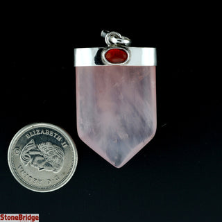 Rose Quartz Tongue with Accent - Silver Pendant    from The Rock Space