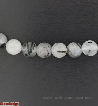 Tourmalinated Quartz - Round Strand 15" - 4mm    from The Rock Space