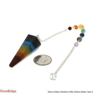 Seven Chakra Pendulum - with chakra beads on chain - Type 4    from The Rock Space