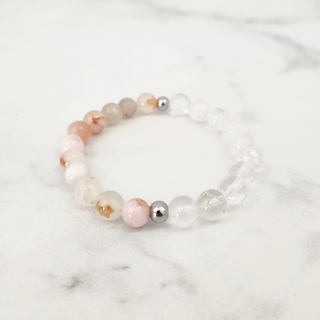 Flower Agate & Clear Quartz Bracelet - 8mm    from The Rock Space