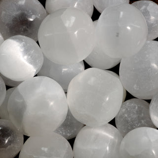 Selenite Tumbled Stones - Hand Polished Round Large (1 1/8'' to 1 1/2'')   from The Rock Space