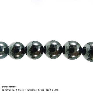 Black Tourmaline Round Strand 7" 8mm    from The Rock Space