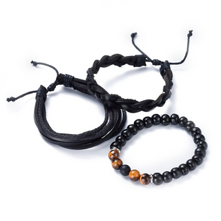 Natural Stone & Leather Bracelets Set from The Rock Space