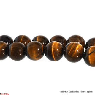 Tiger Eye Gold Round Strand - 14mm    from The Rock Space