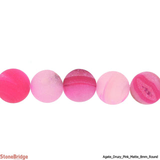 Druzy Agate Pink Matte - Round Strand 15" - 8mm    from The Rock Space