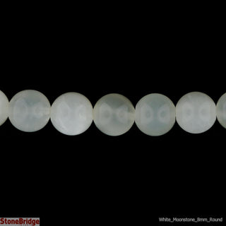 Moonstone White - Round Strand 7" - 8mm    from The Rock Space