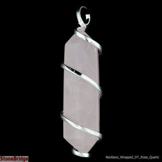 Rose Quartz Double Terminated with Coil Wrapper Necklace on suede cord    from The Rock Space