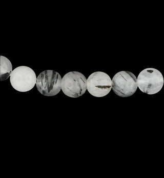 Tourmalinated Quartz - Round Strand 15" - 8mm from The Rock Space