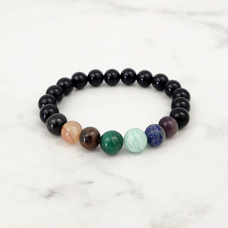 7 Chakra Stone & Black Onyx Bracelet (Kids 4+) - 8mm    from The Rock Space