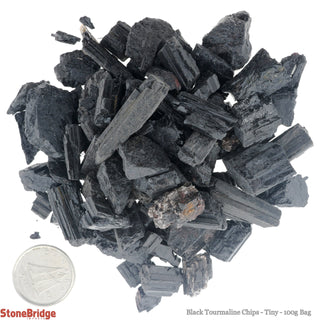 Black Tourmaline Chips - Tiny 100g Bag    from The Rock Space