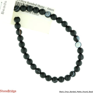 Black Onyx Banded Matte - Round Strand 7" - 6mm    from Stonebridge Imports