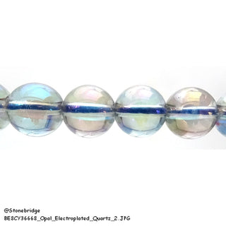 Clear Quartz - Bluish Opal Electroplated - Round Strand 15" - 6mm    from The Rock Space