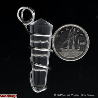 Clear Quartz Vogel Wrapped Silver Pendant from The Rock Space