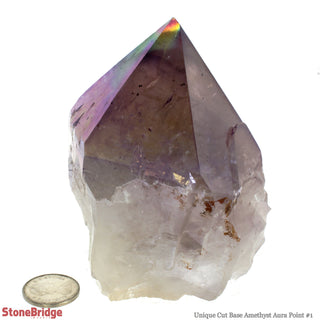 Amethyst Aura Cut Base, Polished Point Tower U#1    from The Rock Space