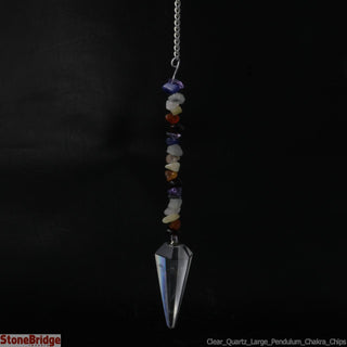 Clear Quartz W/ Chakra Chips Pendulum    from The Rock Space