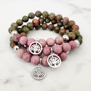 Rhodonite & Unakite Bracelet  - 8mm    from The Rock Space