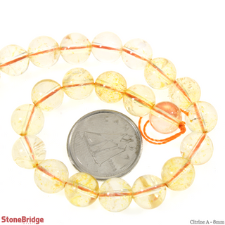 Citrine A Round Strand 7" - 8mm from The Rock Space