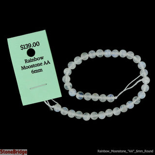 Rainbow Moonstone E - Round Strand 7" - 6mm    from The Rock Space