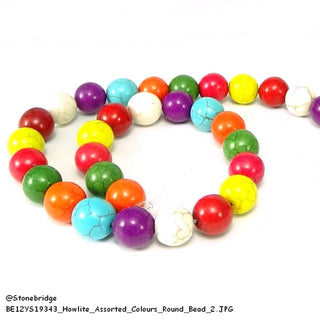 Howlite - Assorted Colours - Round Strand 15" - 12mm    from The Rock Space