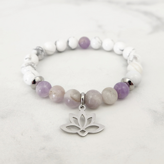 Purple Jade & Howlite Bracelet - 8mm    from The Rock Space